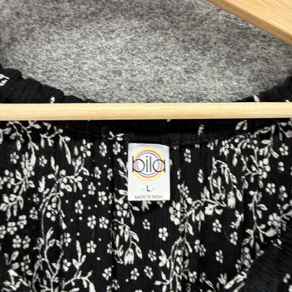 Bila Dress Women L Large Black Floral Maxi Long Sleeveless V-Neck Rayon Casual - Picture 3 of 6